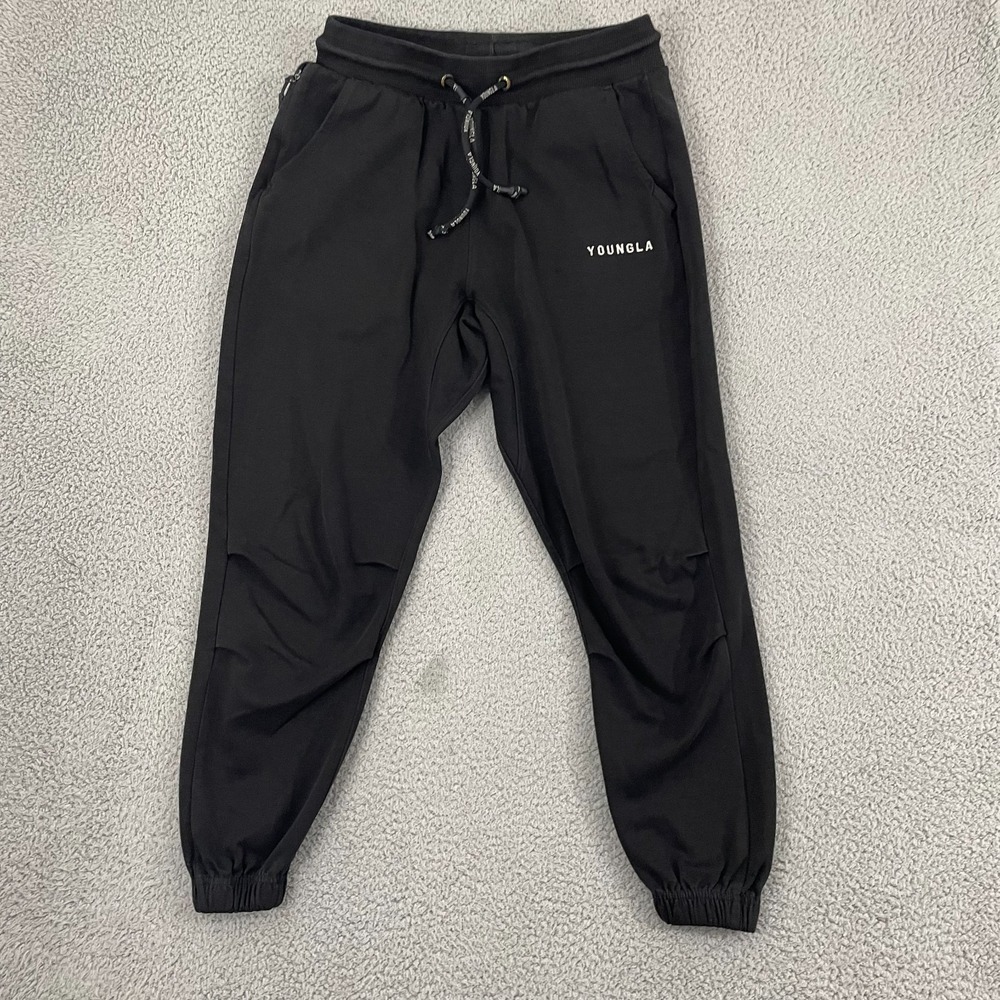 Young LA 210 Kick-Back Joggers Men M Black Athletic Workout Sweatpants